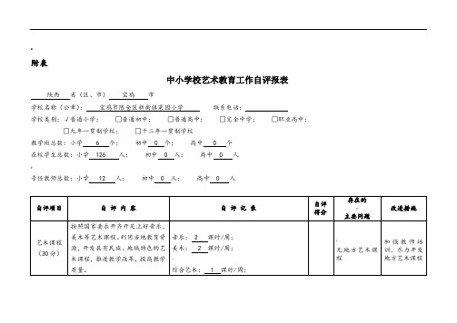 中小学校艺术教育工作自评报表