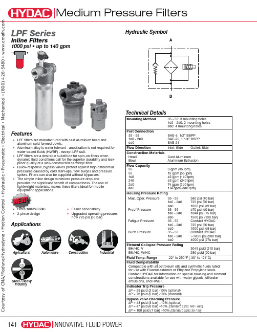 液压过滤器系列说明书