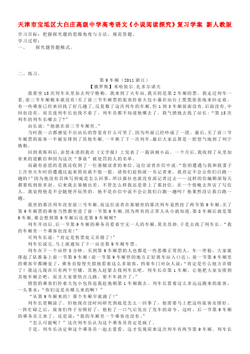 高考语文《小说阅读探究》复习学案 新人教版