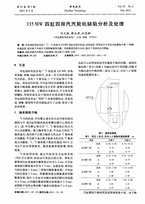 335MW四缸四排汽汽轮机缺陷分析及处理