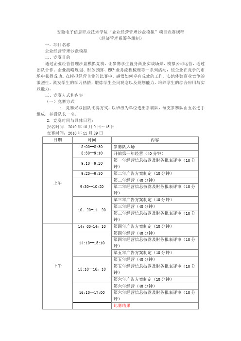 安徽电子信息职业技术学院企业经营管理沙盘模拟项目...