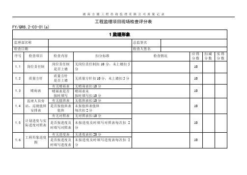 监理项目现场检查评分表(最新)