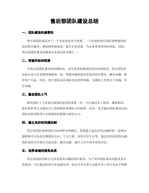 售后部团队建设总结