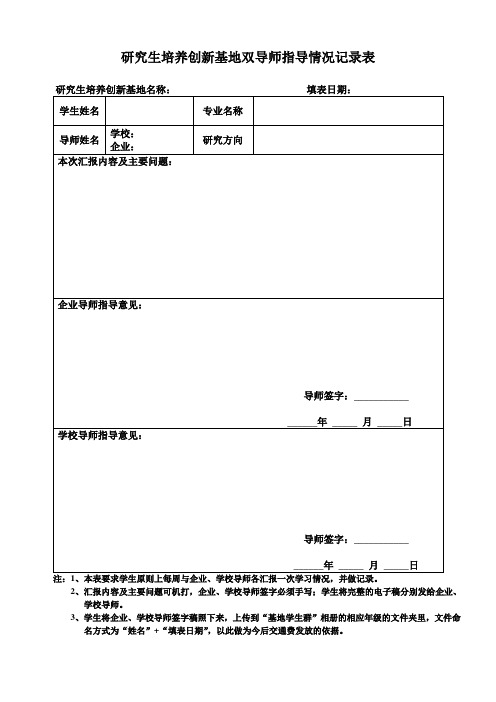 研究生导师指导情况记录表