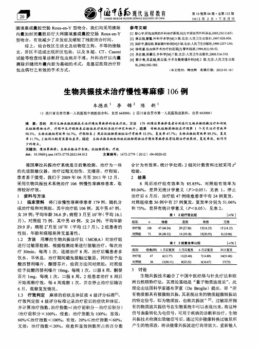 生物共振技术治疗慢性荨麻疹106例