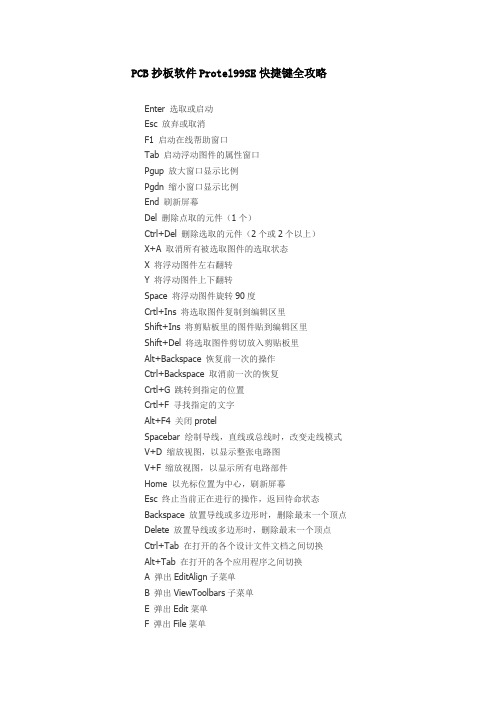 PCB抄板软件Protel99SE快捷键全攻略