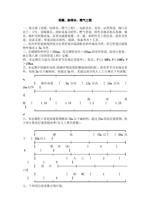 北京定额说明(采暖、给排水、燃气工程)