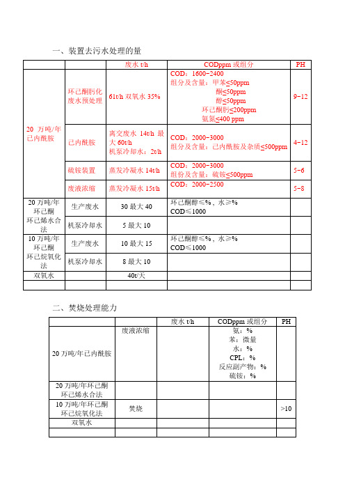 己内酰胺污水数据