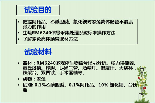 乙酰胆碱阿托品对家兔离体肠管的影响