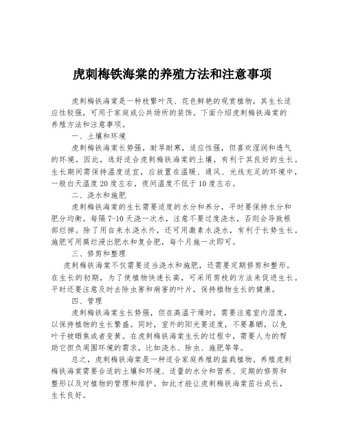 虎刺梅铁海棠的养殖方法和注意事项