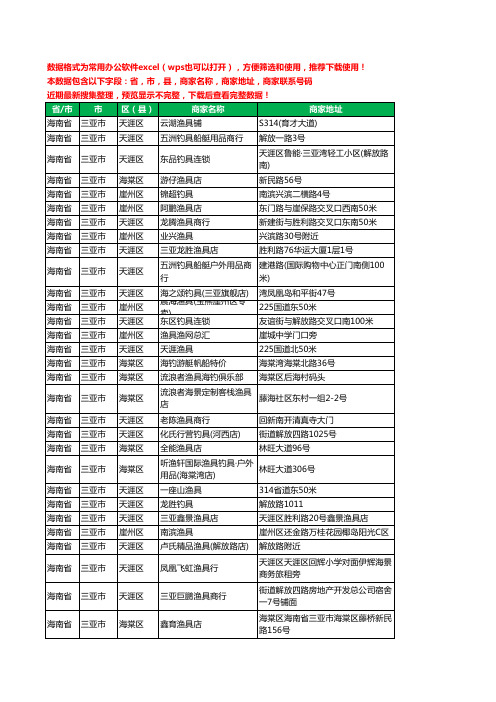 2020新版海南省三亚市渔具工商企业公司商家名录名单黄页联系电话号码地址大全30家