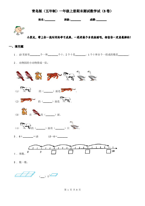 青岛版(五年制)一年级上册期末测试数学试(B卷)