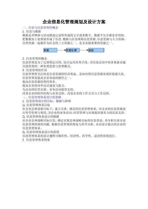 企业信息化管理规划及设计方案