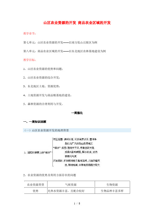 高三地理山区农业资源的开发 商品农业区域的开发新人教版