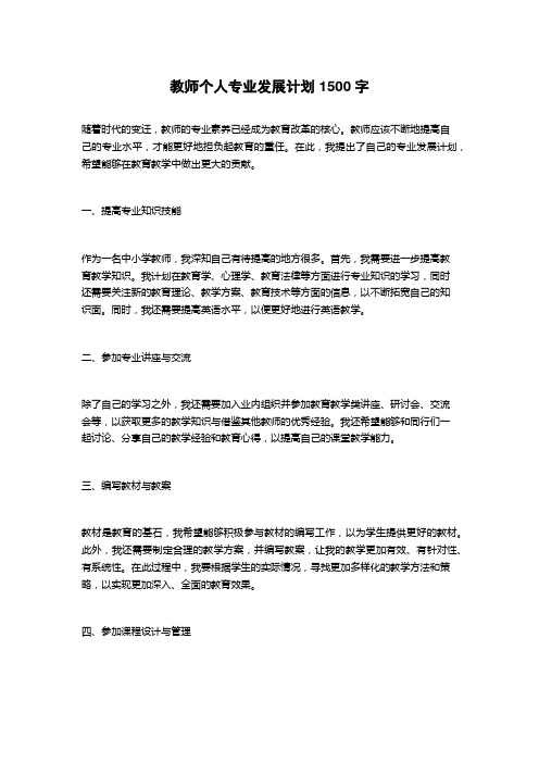 教师个人专业发展计划