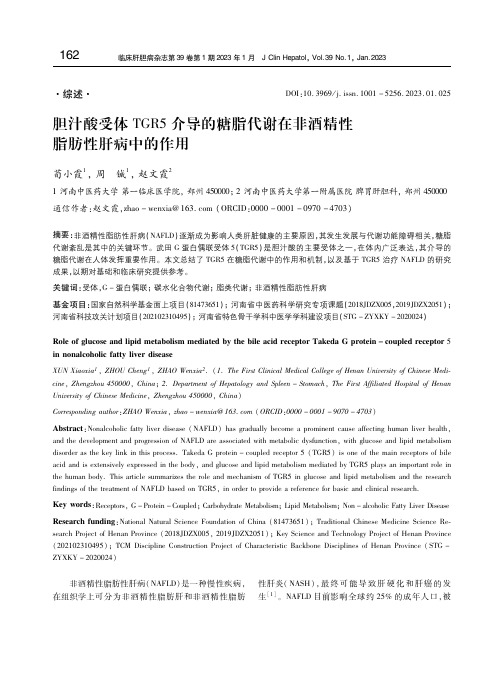 胆汁酸受体TGR5介导的糖脂代谢在非酒精性脂肪性肝病中的作用