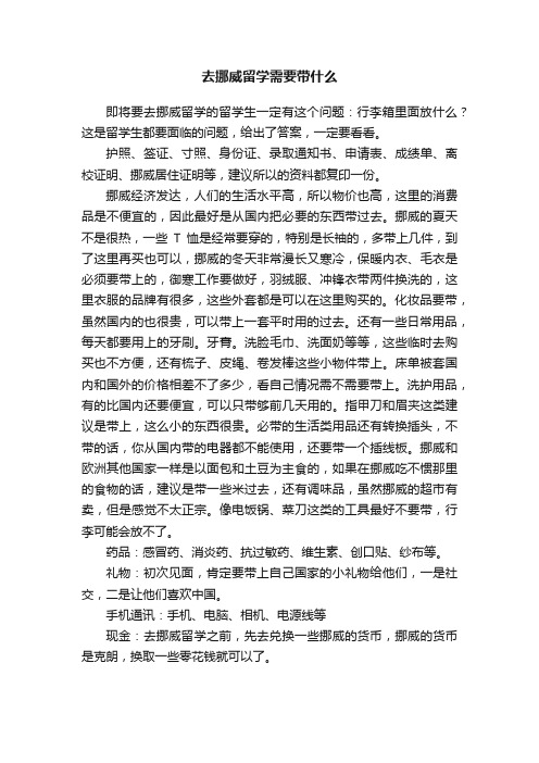 去挪威留学需要带什么