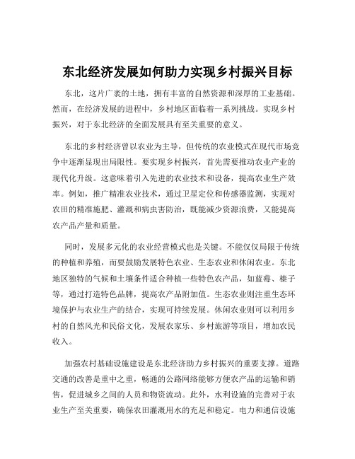 东北经济发展如何助力实现乡村振兴目标