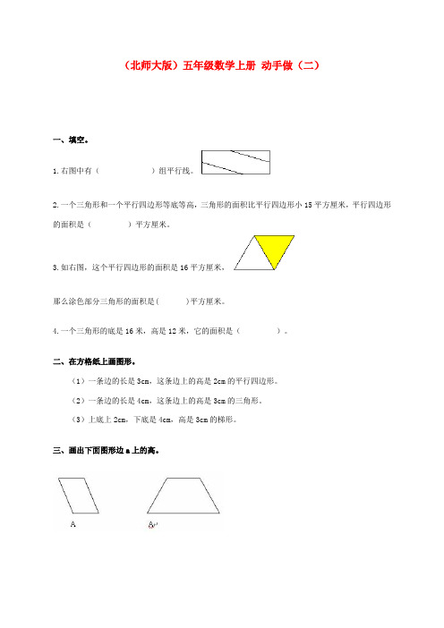 五年级数学上册 动手做(二)一课一练(无答案) 北师大版