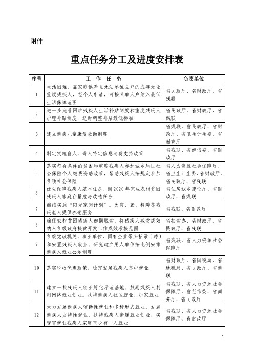 重点任务分工及进度安排表