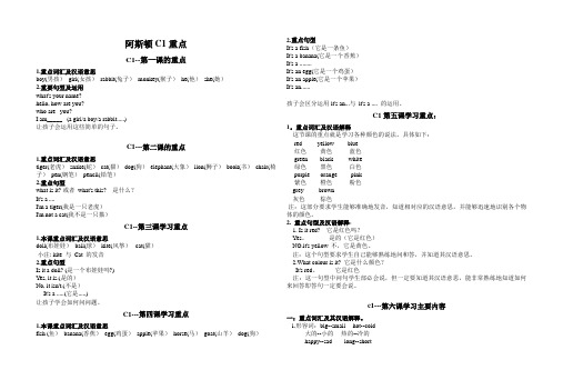 阿斯顿英语每课学习重点