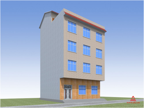 10x10 四层半临街自建楼房旅馆出租房设计图施工图外观图