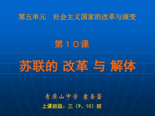 人教版九年级下册 第10课 苏联的改革与解体课件