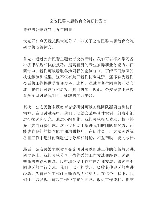 公安民警主题教育交流研讨发言