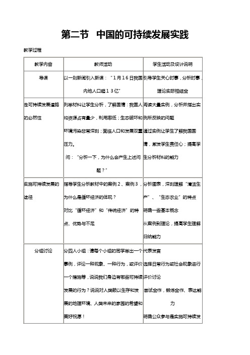 地理：人教版必修 中国的可持续发展实践 教案[1]