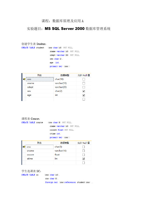 SQL_server2000_数据库创建教务管理系统