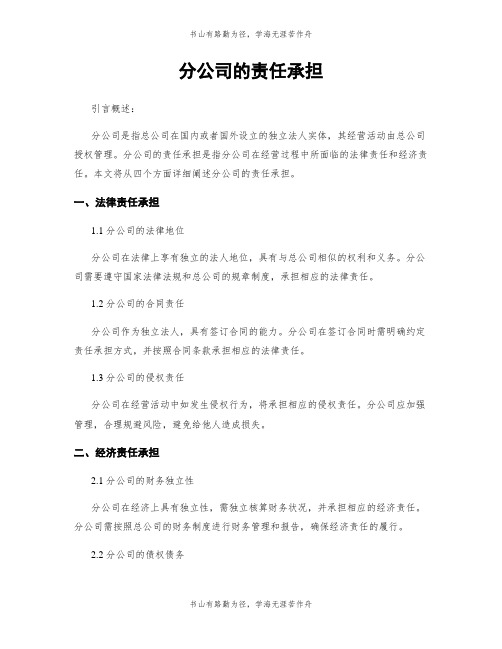 分公司的责任承担