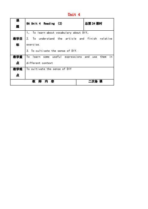 八年级英语上册Unit4DoityourselfReading(2)教案牛津版(new)