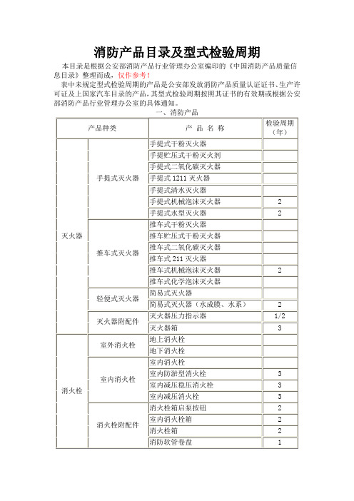 (完整word版)消防产品目录及型式检验周期(word文档良心出品)