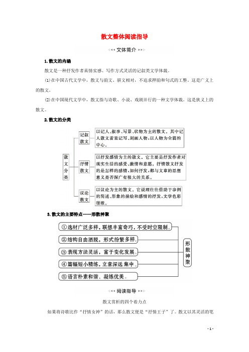 2021_2022学年高中语文散文部分散文整体阅读指导学案新人教版选修中国现代诗歌散文欣赏