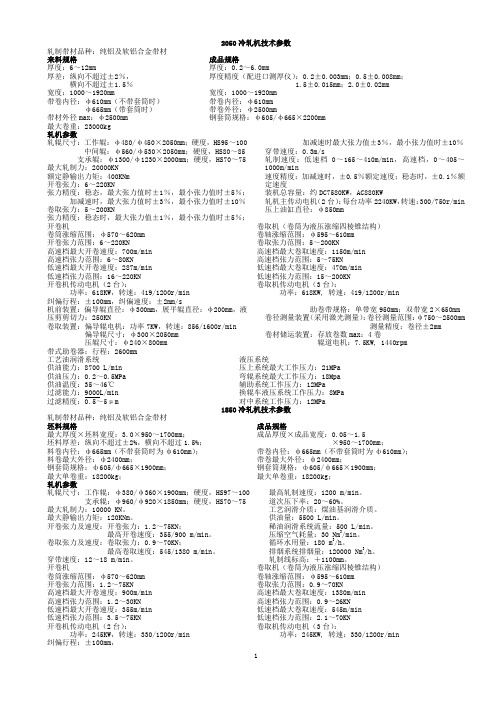 1850_2050铝板带冷轧设备技术参数(修改稿1)