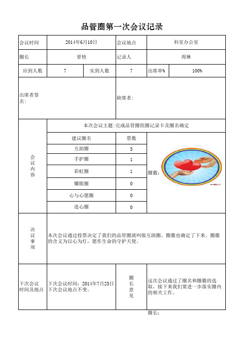 品管圈第一次会议记录表