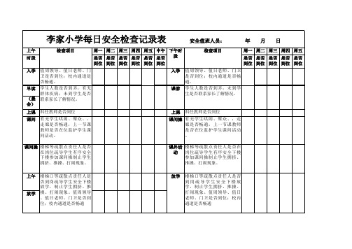 李家小学每日安全检查记录表