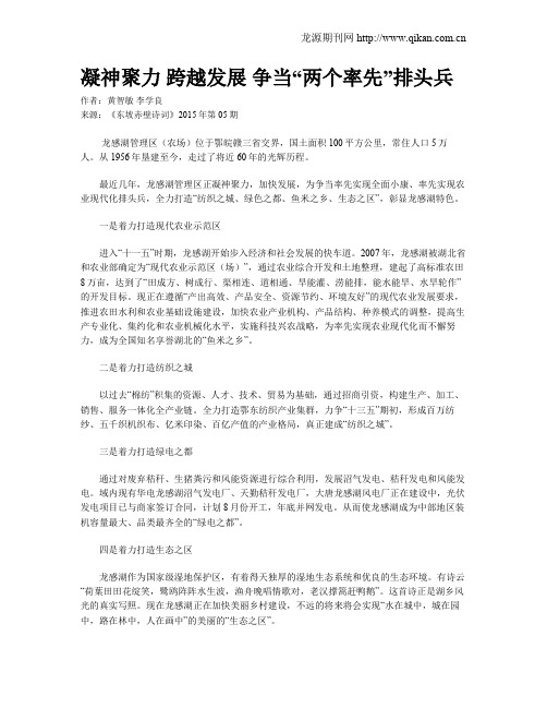 凝神聚力 跨越发展 争当“两个率先”排头兵