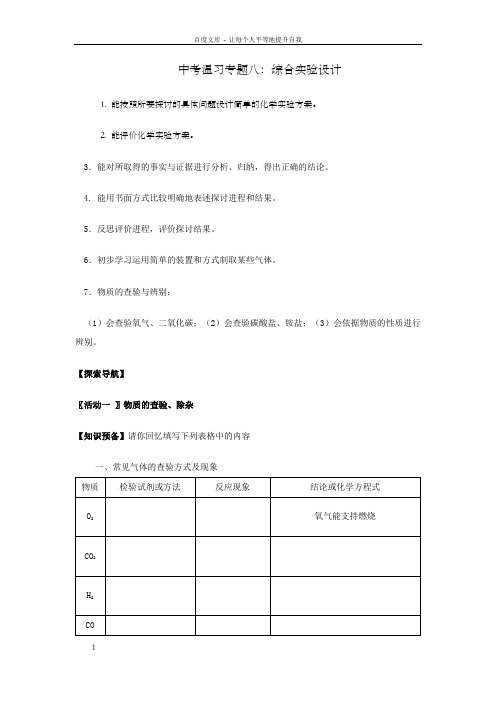 化学专题八综合实验设计