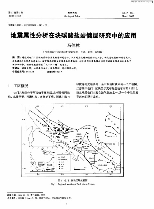 地震属性分析在区块碳酸盐岩储层研究中的应用