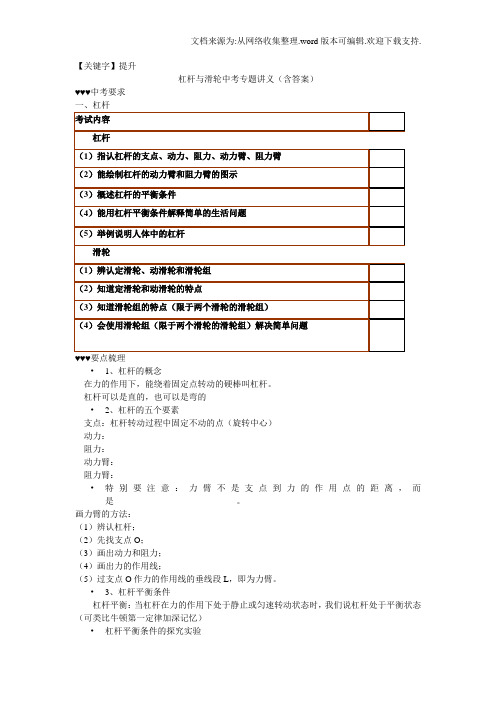 【提升】八年级物理杠杆和滑轮专题讲义含答案