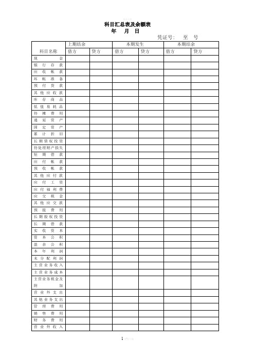 科目汇总表及余额表
