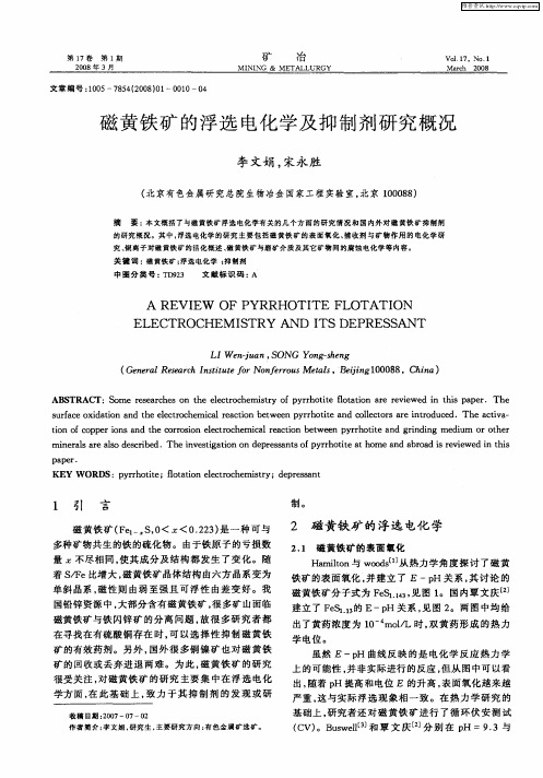 磁黄铁矿的浮选电化学及抑制剂研究概况