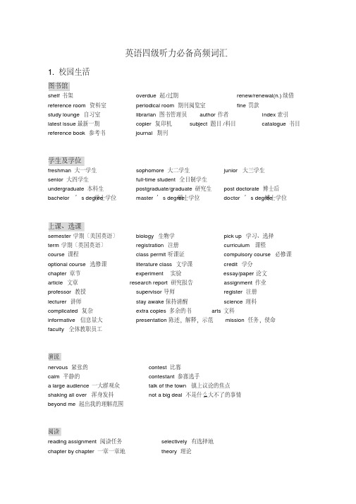 大学英语四级听力必备高频词汇