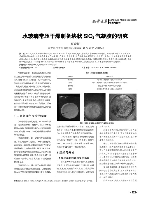 水玻璃常压干燥制备块状SiO2气凝胶的研究