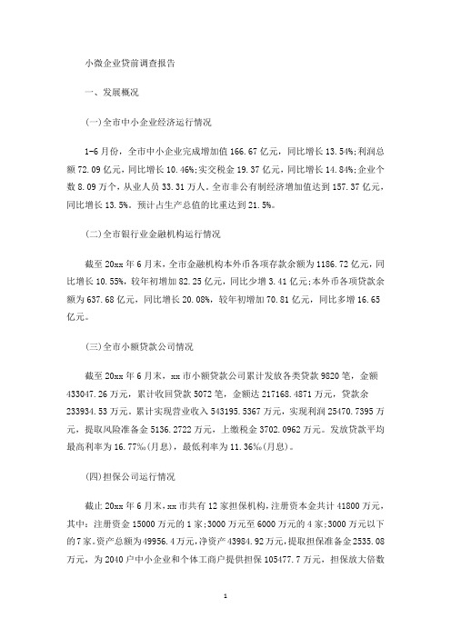 最新小微企业贷前调查报告