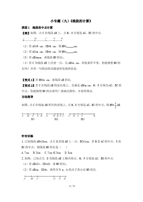 小专题(九)_线段的计算