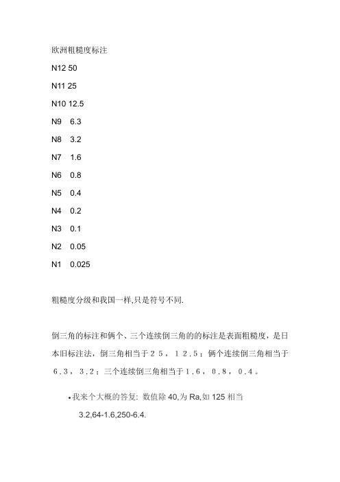 欧洲粗糙度标注和BS标准材料EN对照