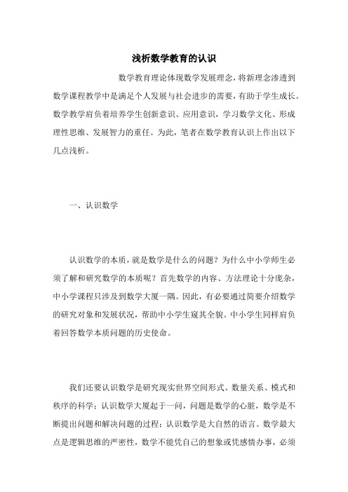 浅析数学教育的认识