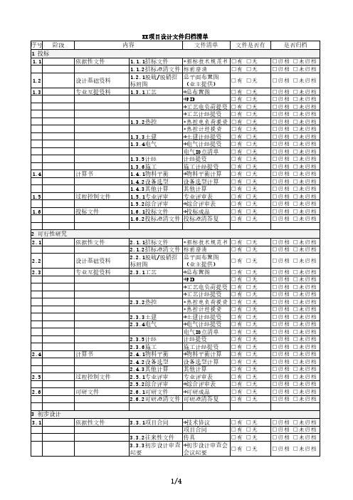 项目文件归档清单-模板